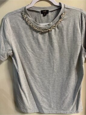 Heather Grey Embellished Crewneck Tee